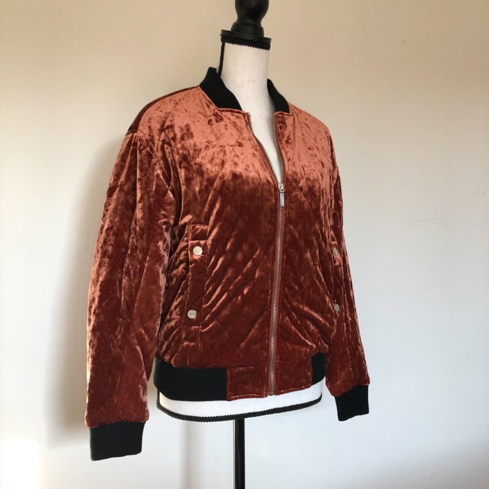 Collection B New York Orange Velvet Quilted Jacket